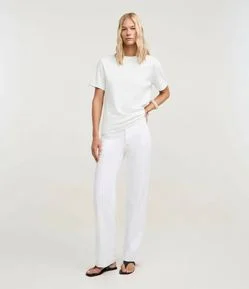 Blusa em Algodão Peruano Interlock com Gola Redonda