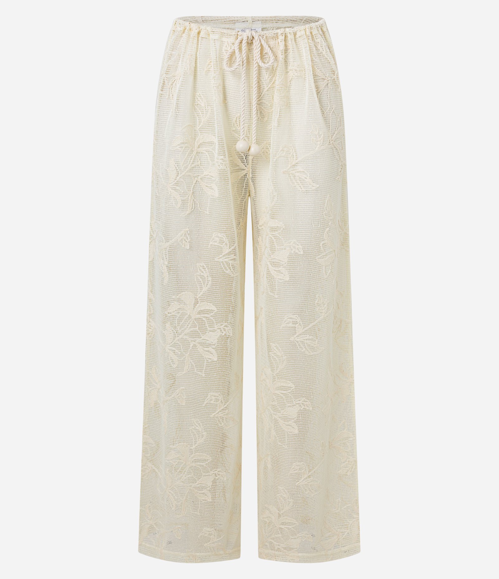 Saída de Praia Calça em Renda com Amarração na Cintura Off White 5