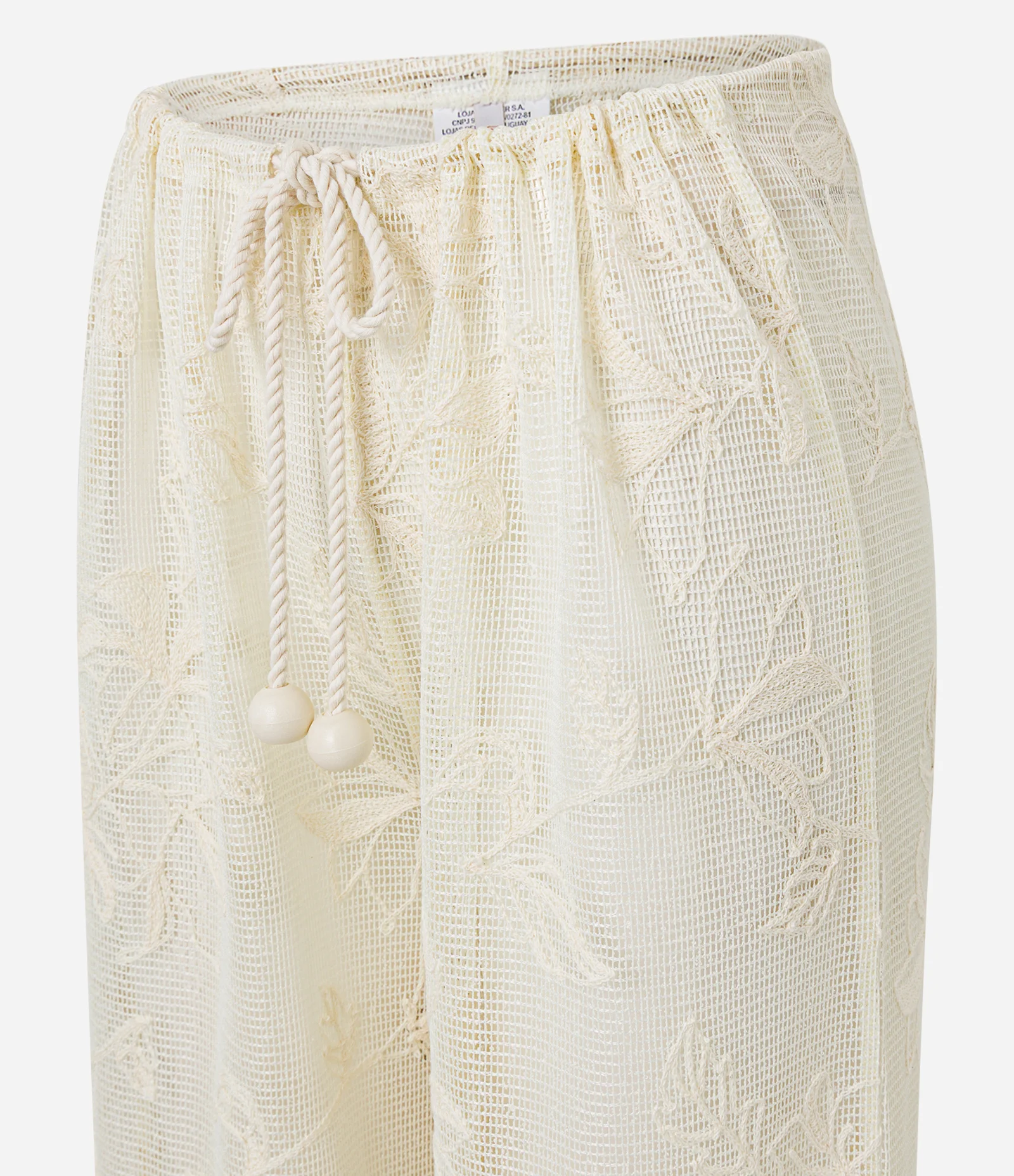 Saída de Praia Calça em Renda com Amarração na Cintura Off White 6