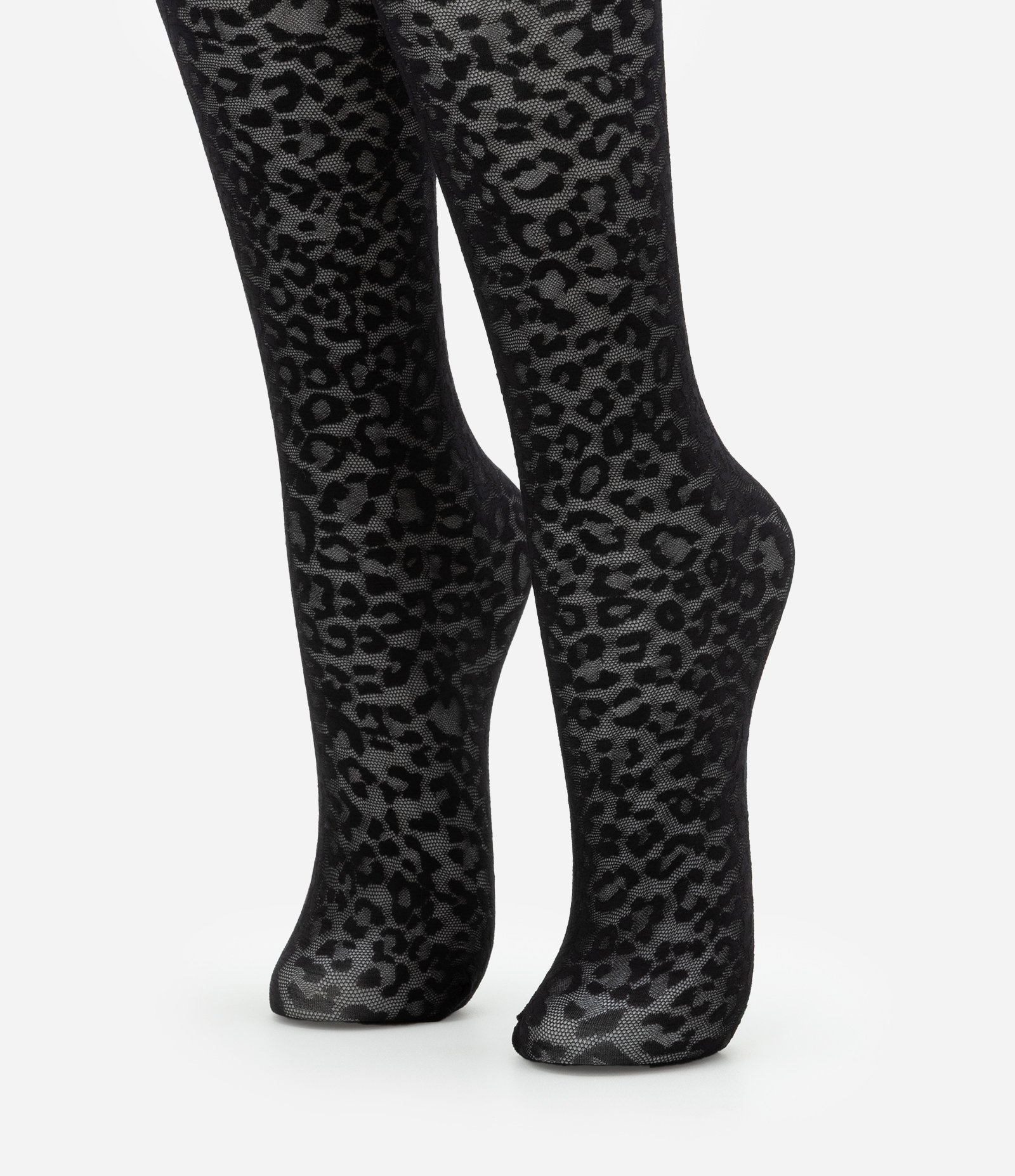 Meia Calça em Microfibra Animal Print Onça Fio 20 Lupo Preto