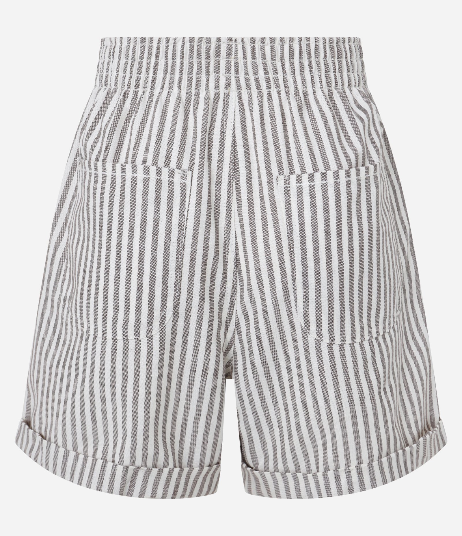 Short em Sarja com Listras em Fio Tinto e Barra Dobrada Marrom 6
