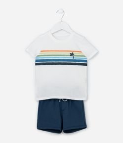 Conjunto Infantil com Estampa Coqueiro e Listras - Tam 1 a 6 Anos
