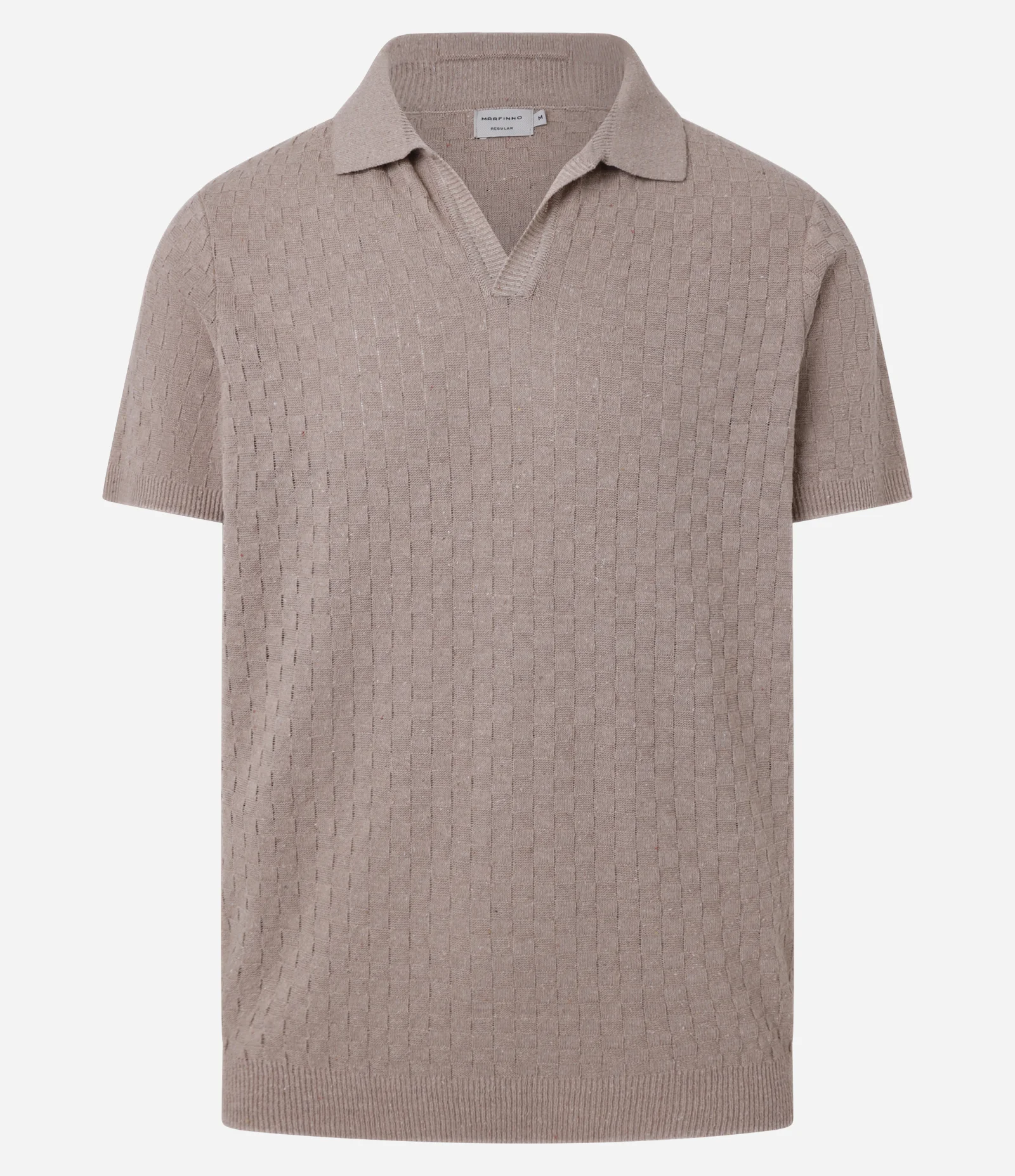 Camisa Regular com Gola Polo e Textura Trançada Marrom 6