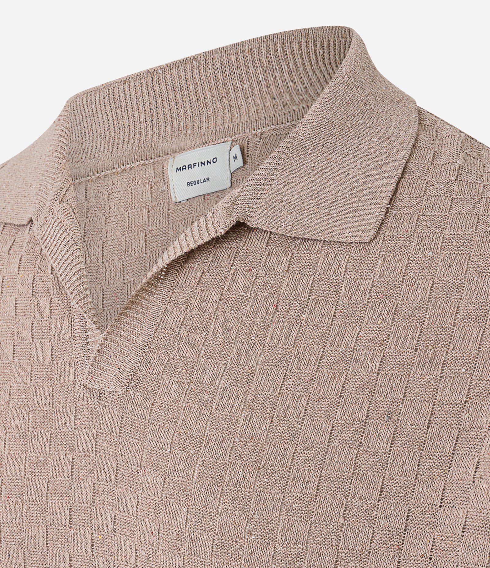 Camisa Regular com Gola Polo e Textura Trançada Marrom 8