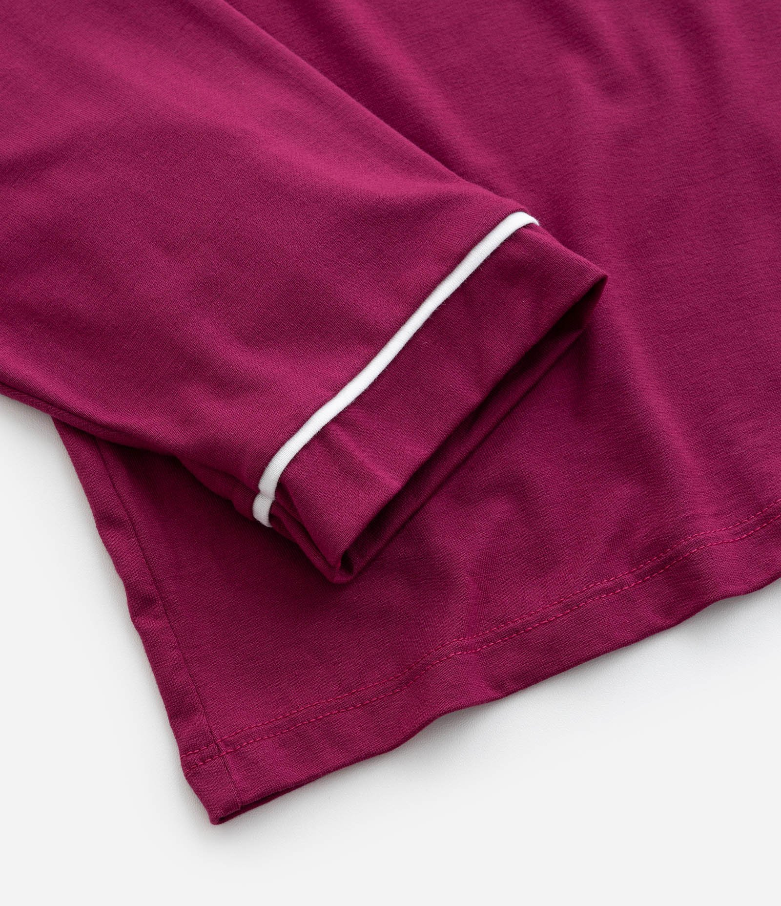 Pijama Longo Viscolycra Detalhes de Listras Curve & Plus Size Vinho 7