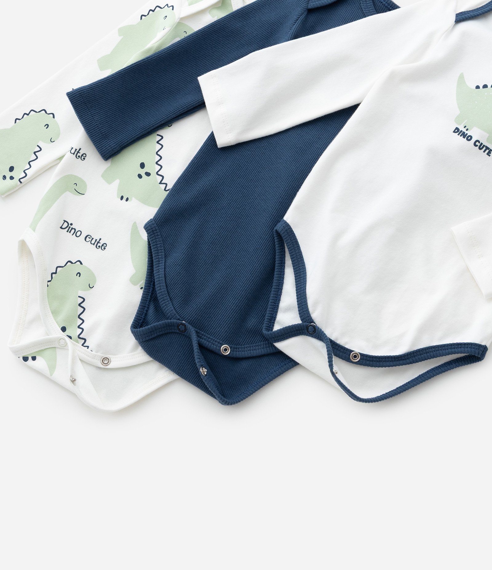Kit 03 Bodies Infantis com Estampa Dinos - Tam 0 a 18 meses Azul 5