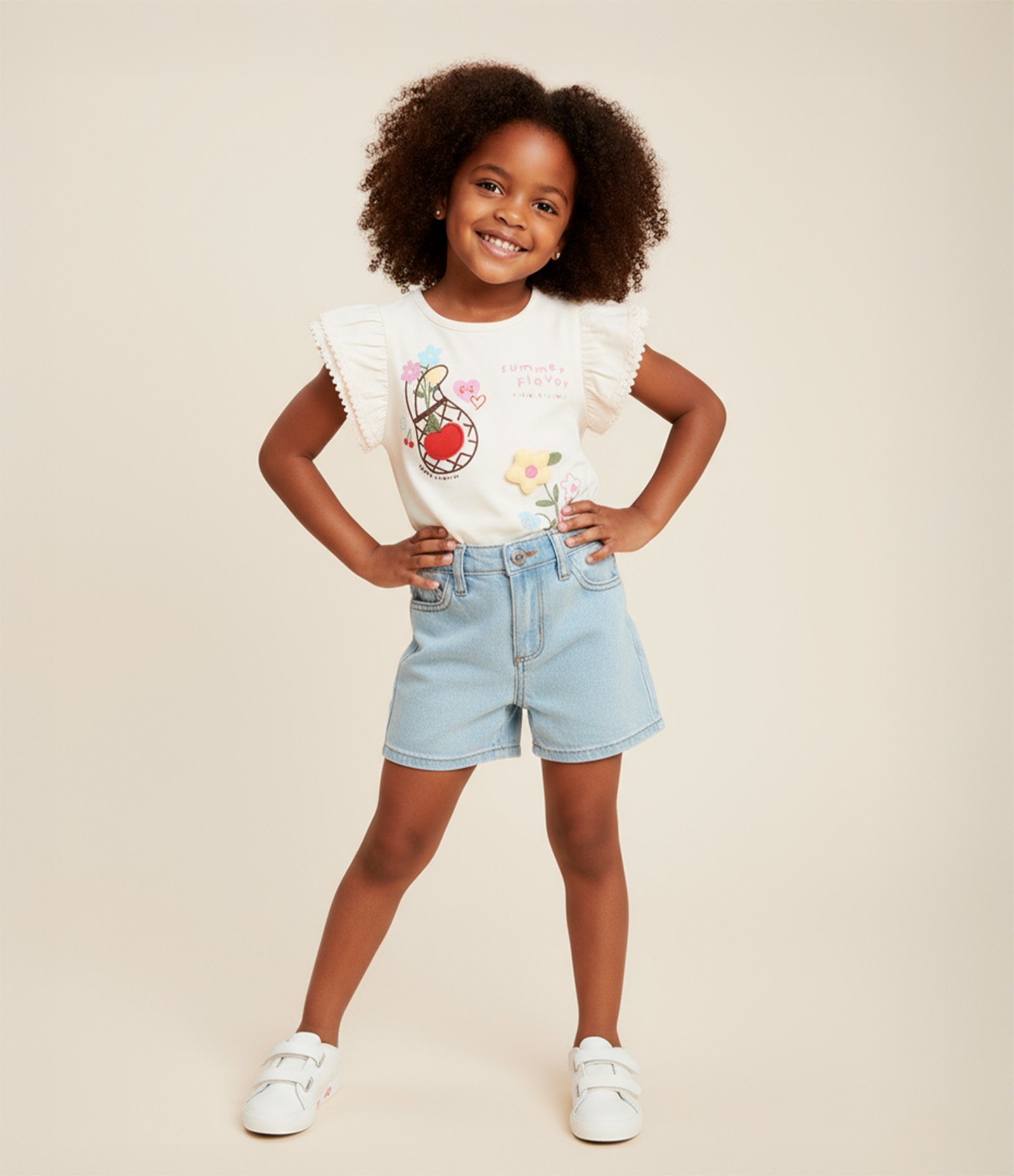 Blusa Infantil com Estampa Interativa e Pompons - Tam 1 a 6 Anos Bege 1