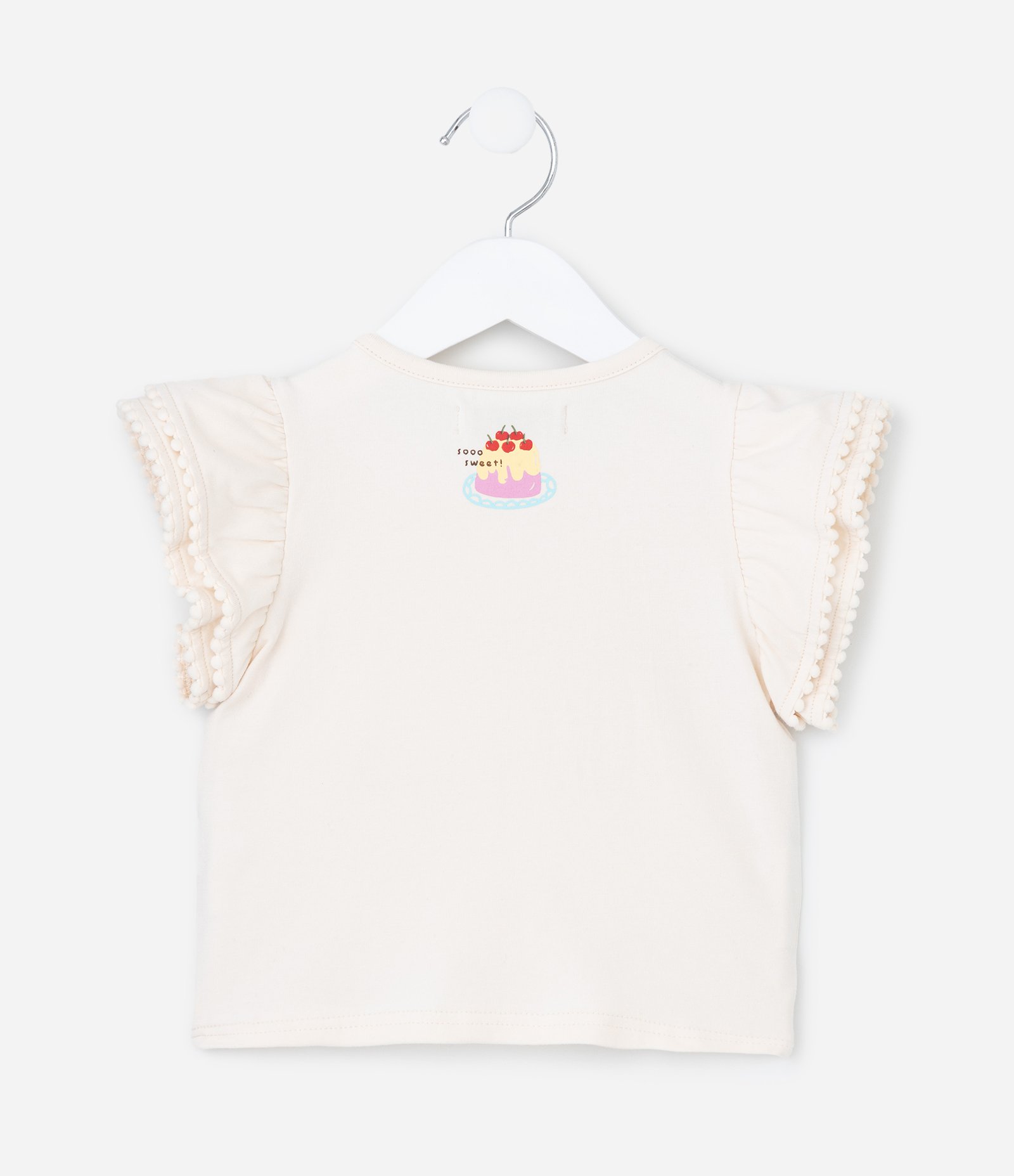 Blusa Infantil com Estampa Interativa e Pompons - Tam 1 a 6 Anos Bege 3