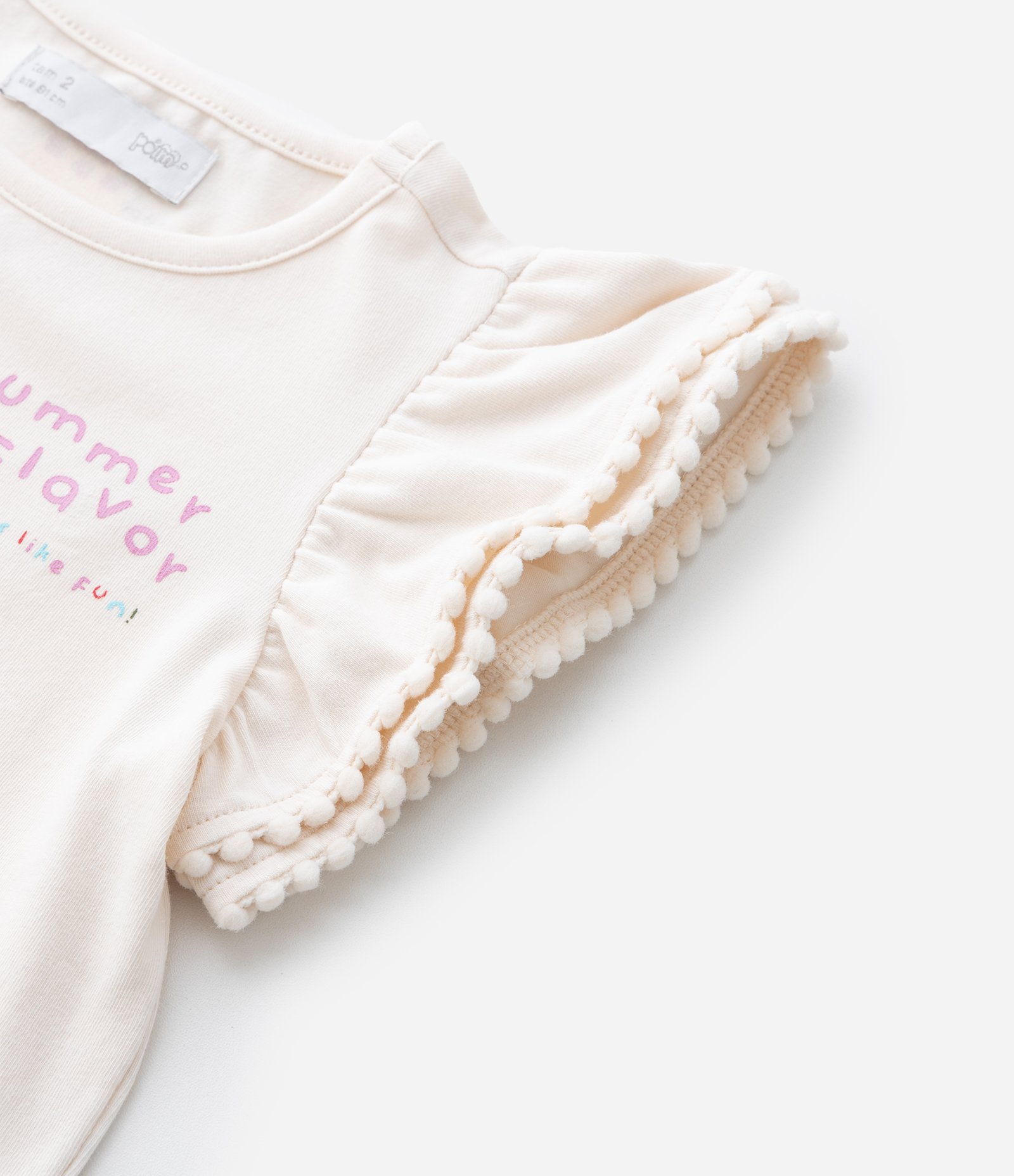 Blusa Infantil com Estampa Interativa e Pompons - Tam 1 a 6 Anos Bege 6