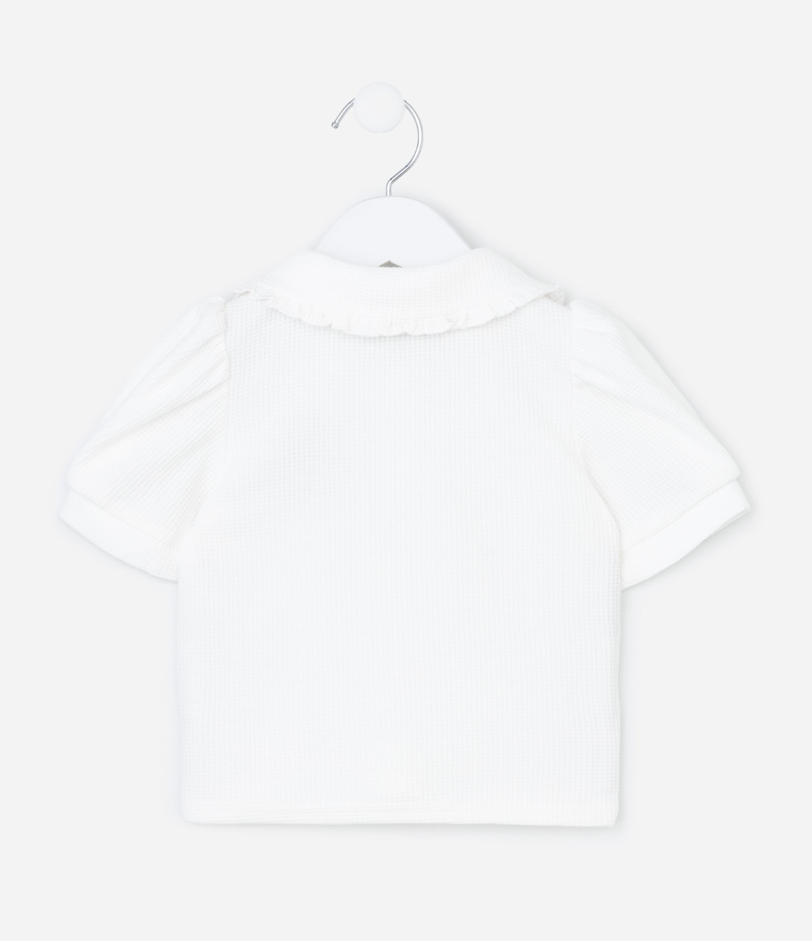 Camiseta Infantil com Manga Bufante e Bordado Urso - Tam 1 a 6 Anos Branco 2