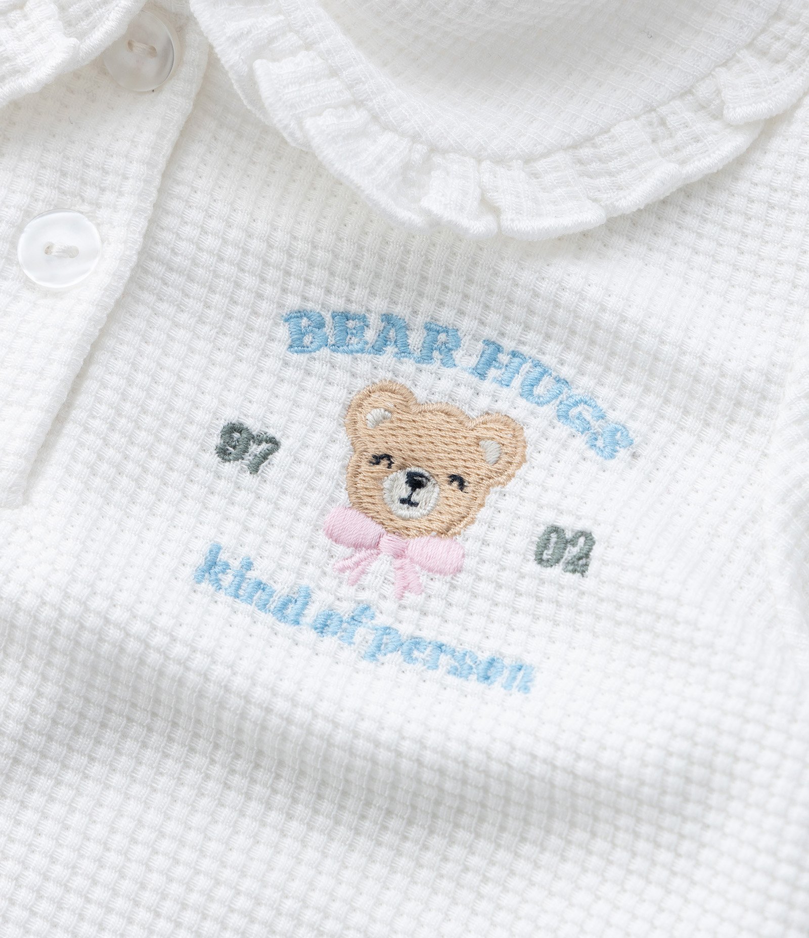 Camiseta Infantil com Manga Bufante e Bordado Urso - Tam 1 a 6 Anos Branco 7