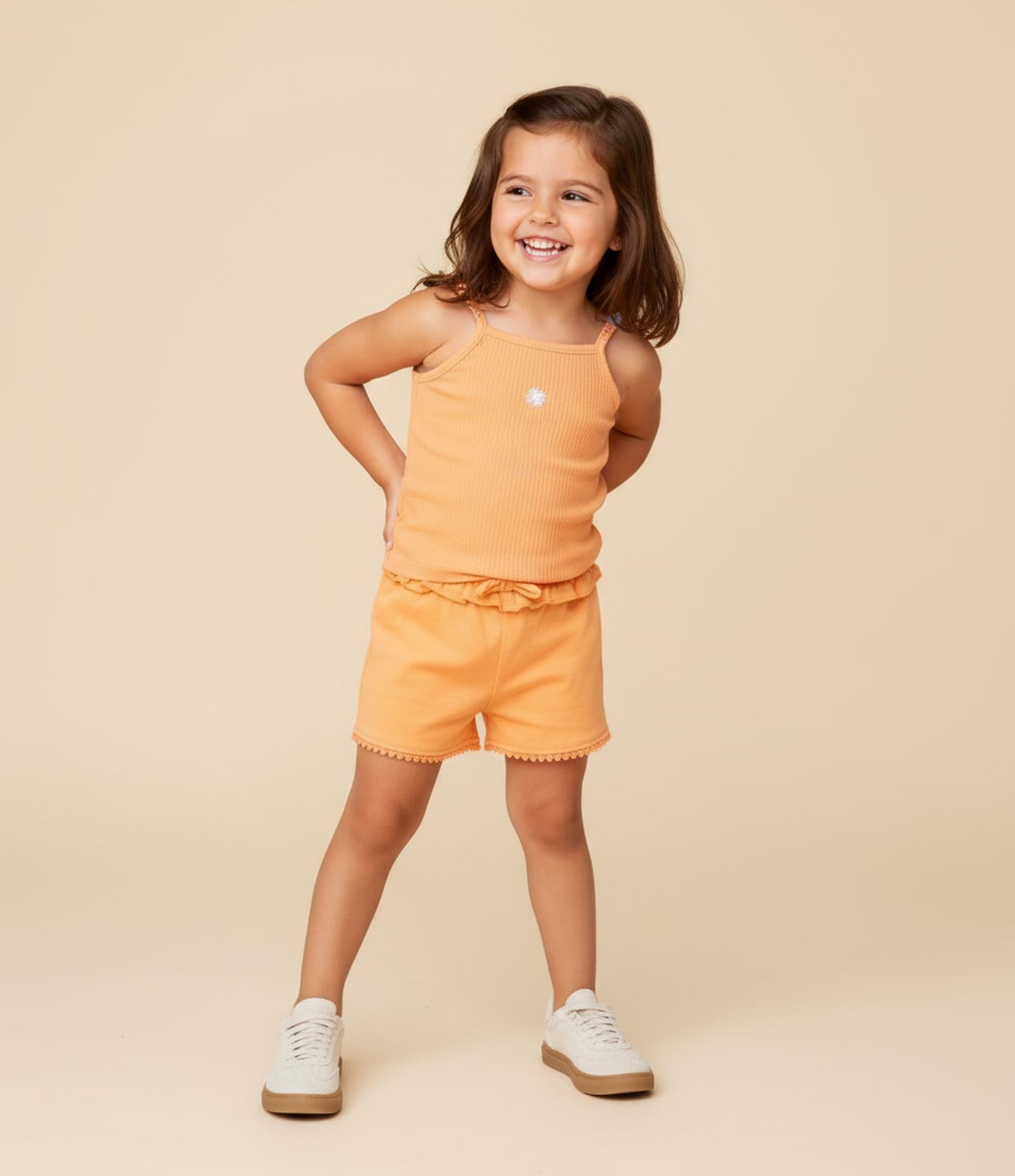 Regata Infantil com Miçangas nas Alças - Tam 1 a 6 Anos Laranja 1