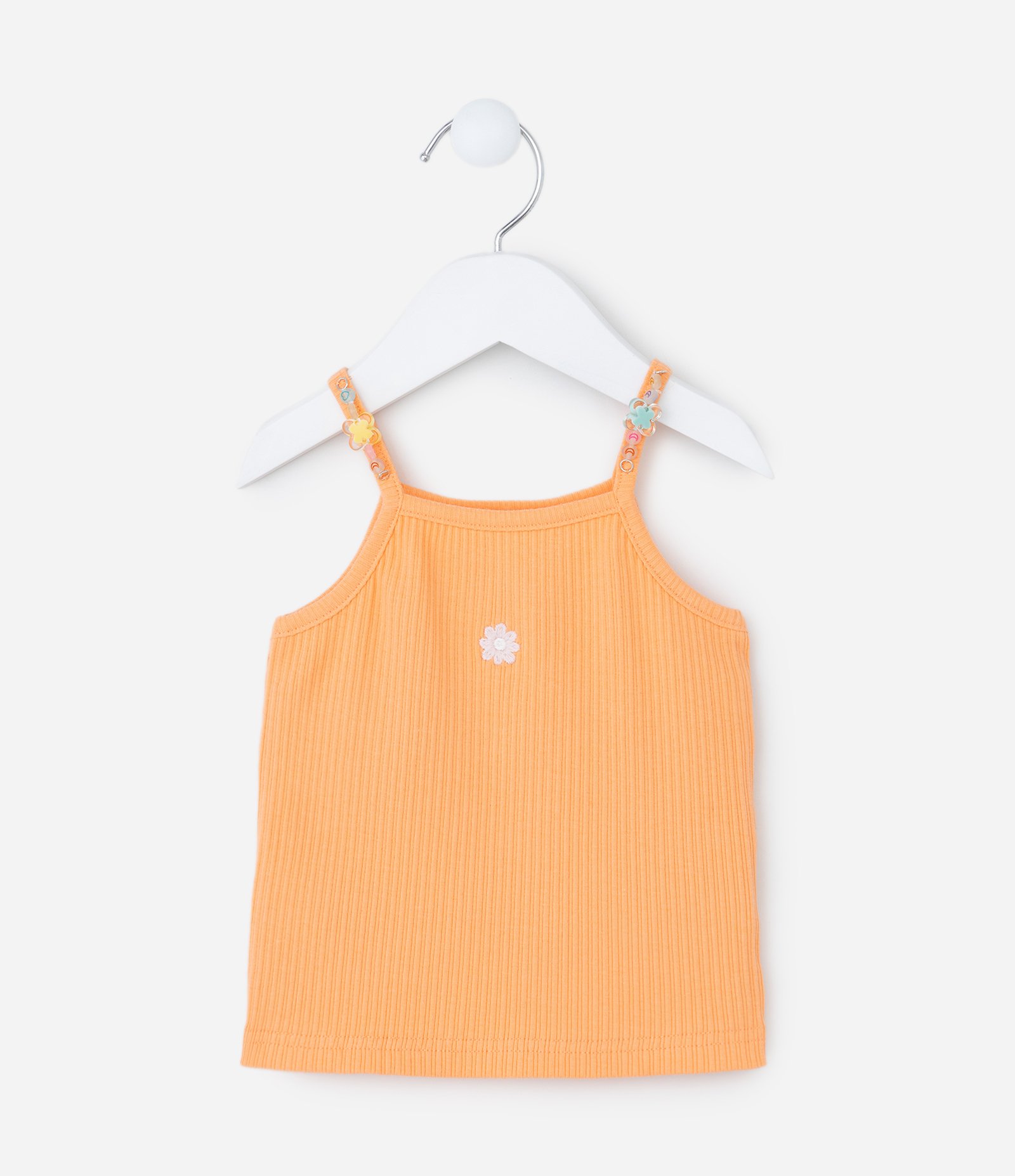 Regata Infantil com Miçangas nas Alças - Tam 1 a 6 Anos Laranja 2