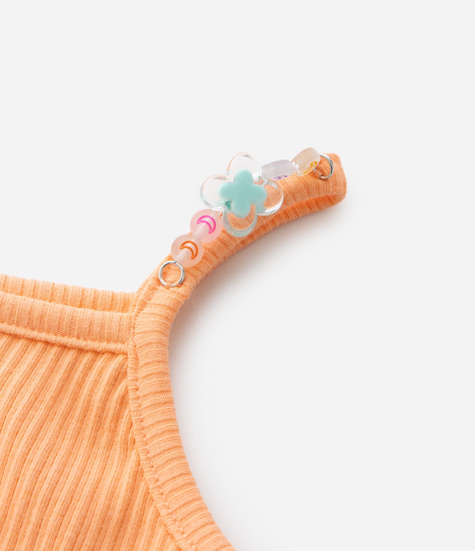 Regata Infantil com Miçangas nas Alças - Tam 1 a 6 Anos Laranja 5