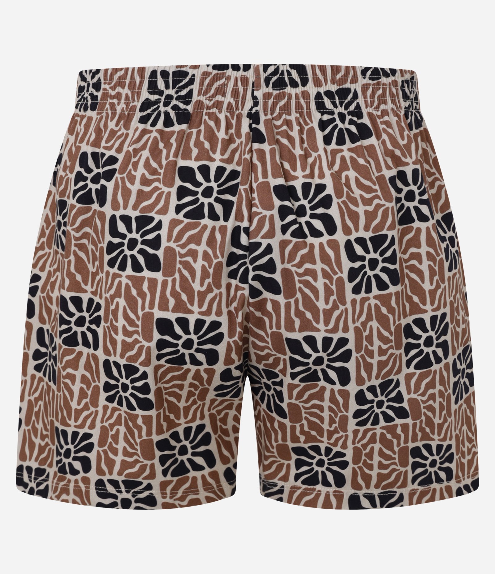 Cueca Samba Canção em Tricoline com Estampa Geométrica Orgânica Bicolor Bege/Preto 2