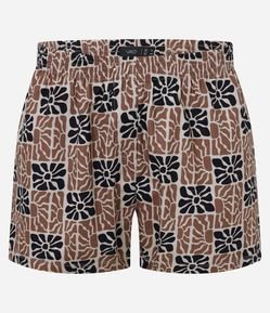 Cueca Samba Canção em Tricoline com Estampa Geométrica Orgânica Bicolor