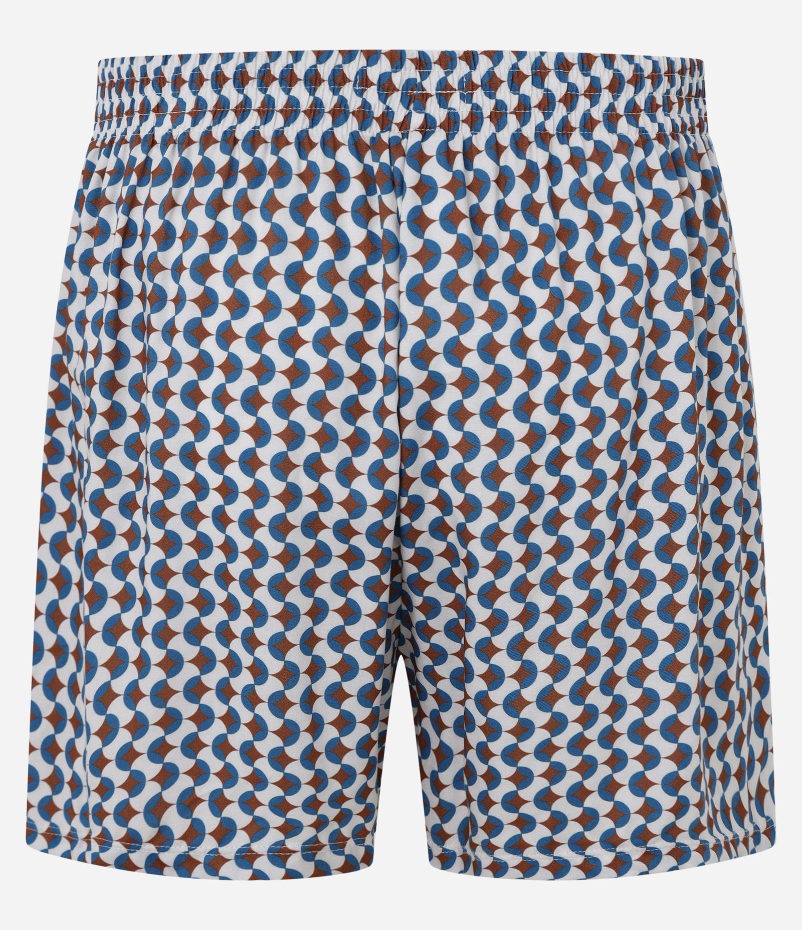 Cueca Samba Canção em Viscose Estampa Geométrica Azul/Marrom 2