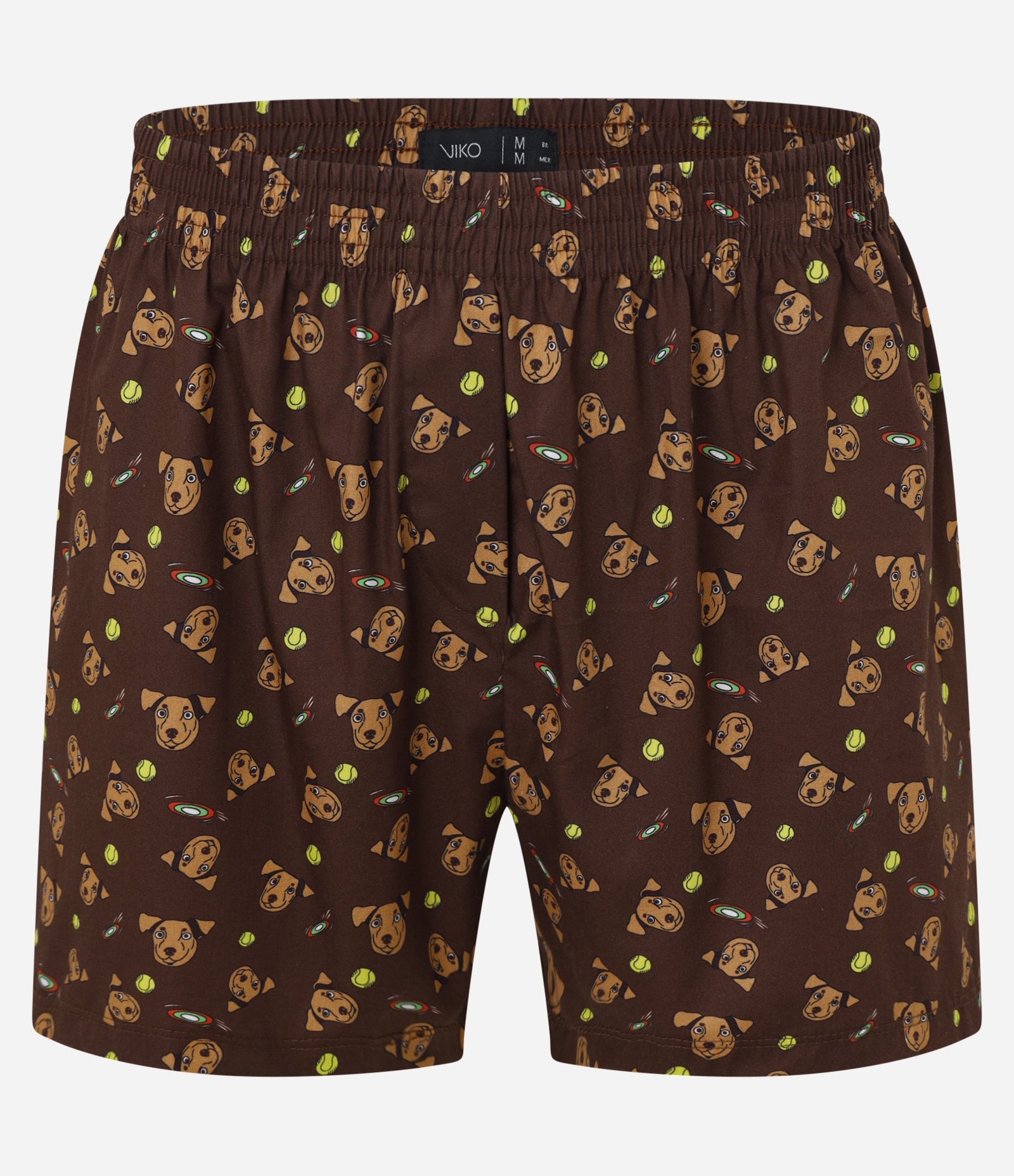 Cueca Samba Canção em Tricoline Estampado Cachorro Caramelo Divertido Marrom 1