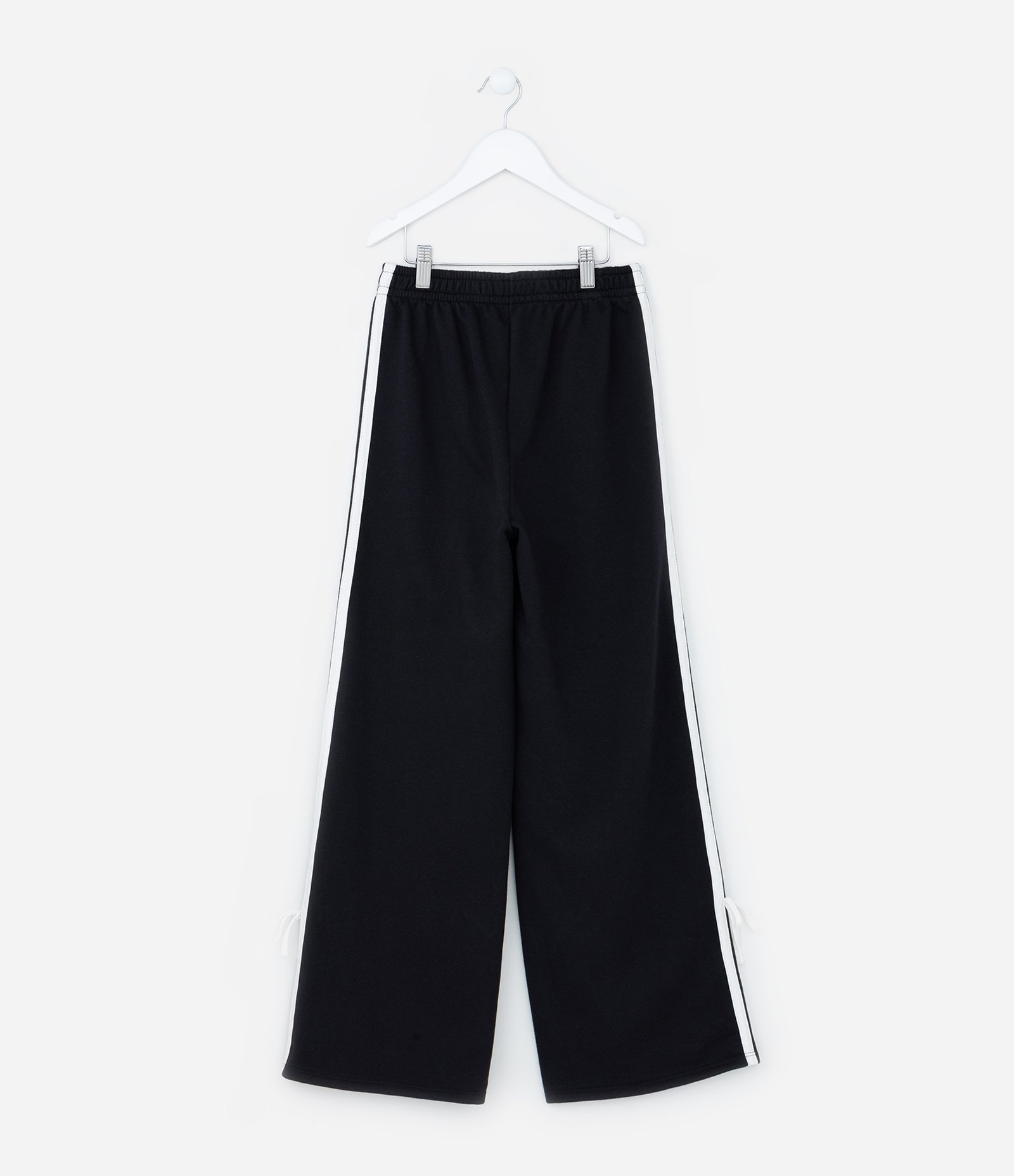 Calça Reta Infantil com Listras e Lacinho - Tam 7 a 14 Anos Preto 2