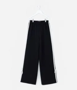 Calça Reta Infantil com Listras e Lacinho - Tam 7 a 14 Anos