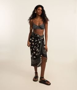 Canga Retangular em Chiffon Poá com Tassel