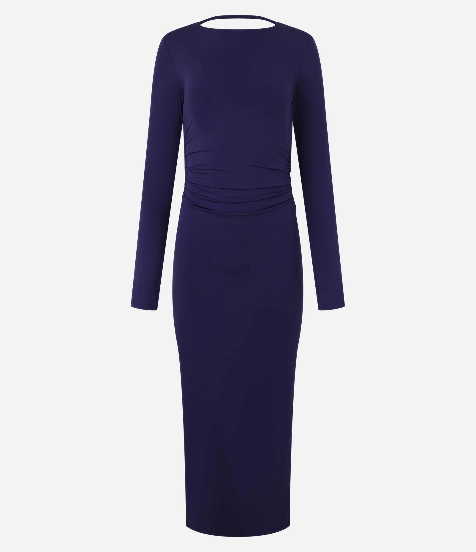 Vestido New Midi em Microfibra com Drapeado e Costas Abertas Azul 7