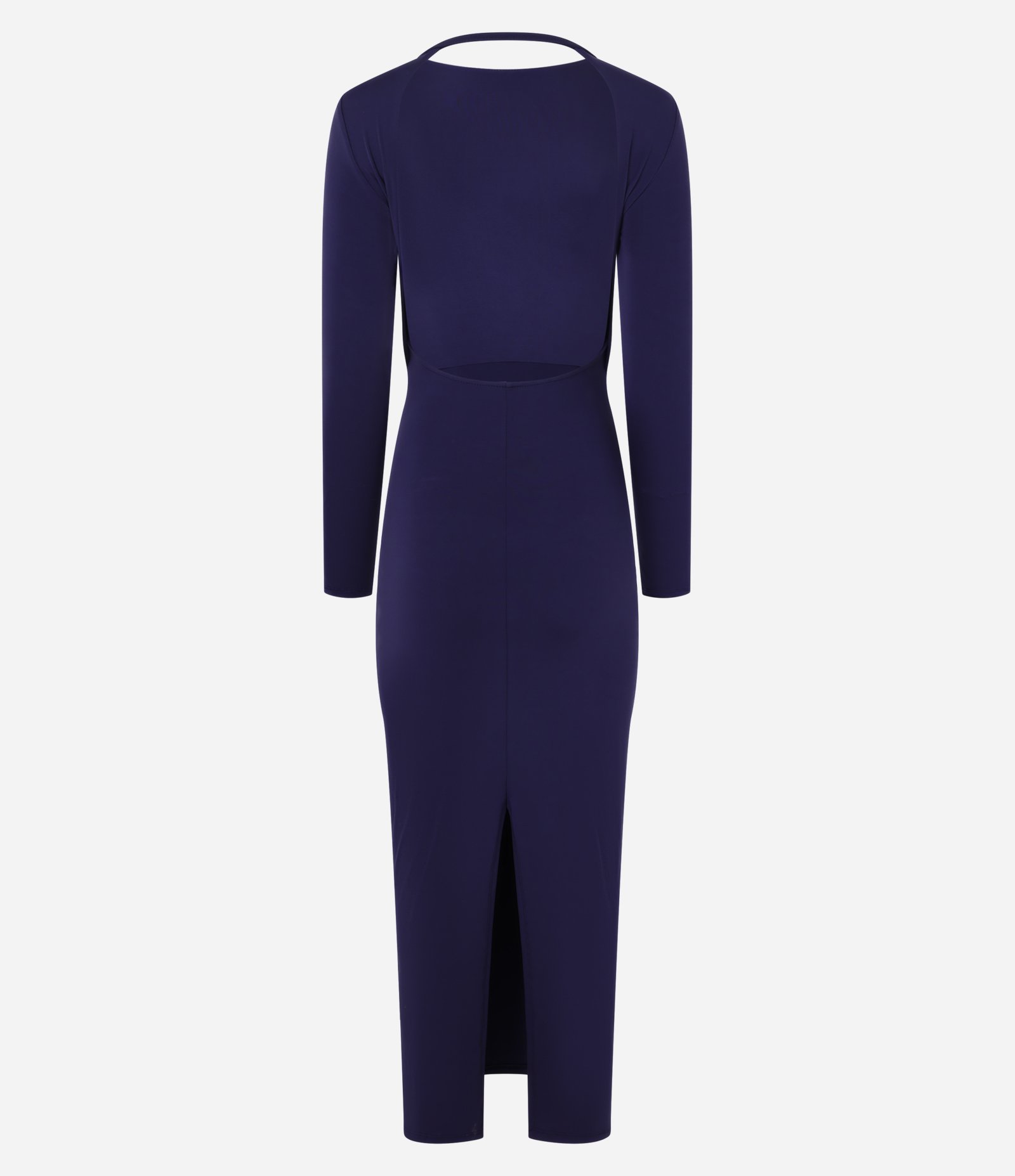 Vestido New Midi em Microfibra com Drapeado e Costas Abertas Azul 8