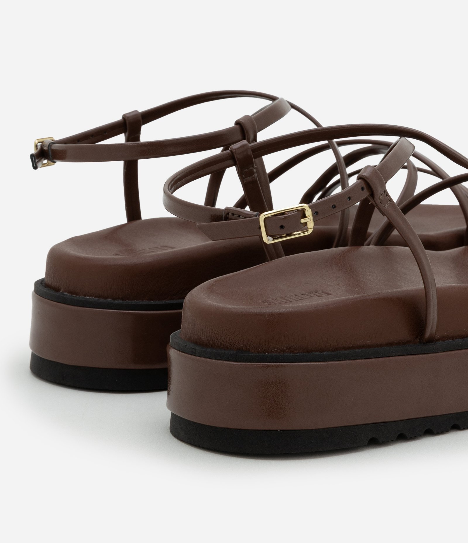 Sandália Flatform Plataforma com Tiras Finas Marrom 3