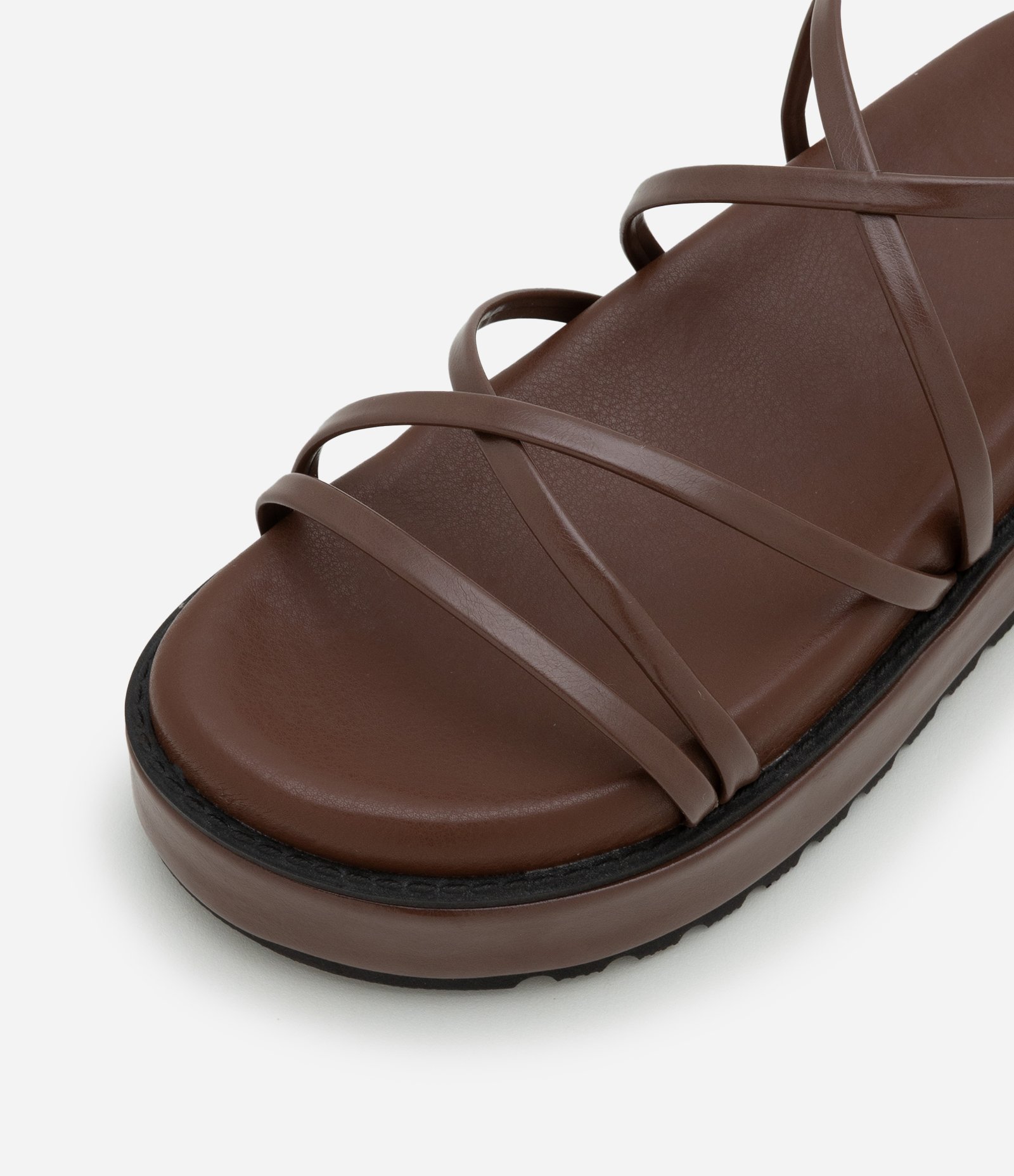 Sandália Flatform Plataforma com Tiras Finas Marrom 5