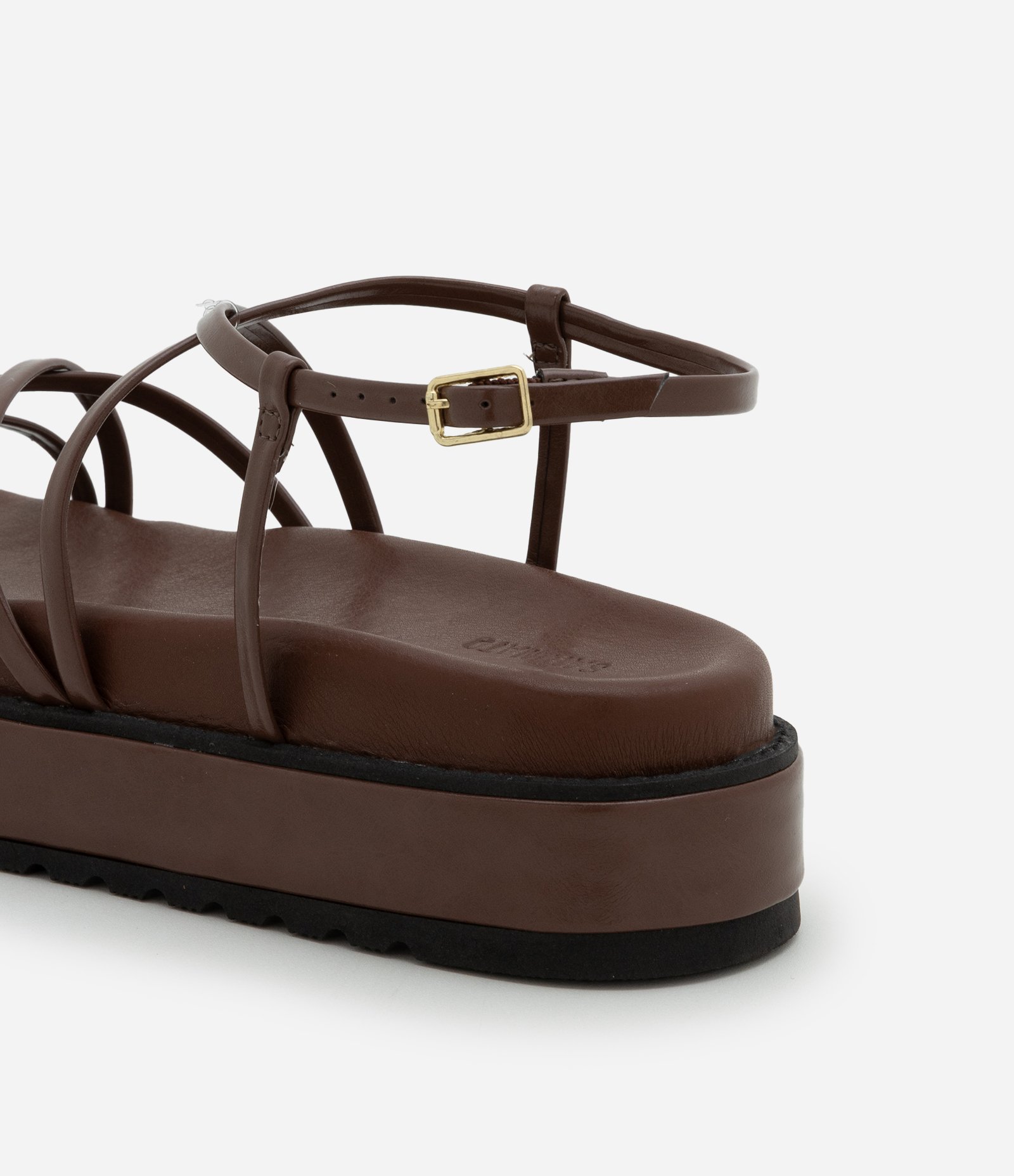 Sandália Flatform Plataforma com Tiras Finas Marrom 6