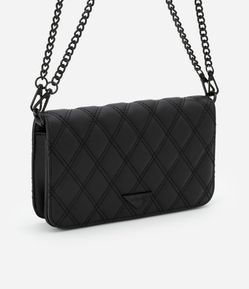 Bolsa Transversal Pequena com Textura Matelassê e Alça Corrente