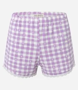 Pijama Short Doll em Microfibra com Estampa Xadrez Vichy
