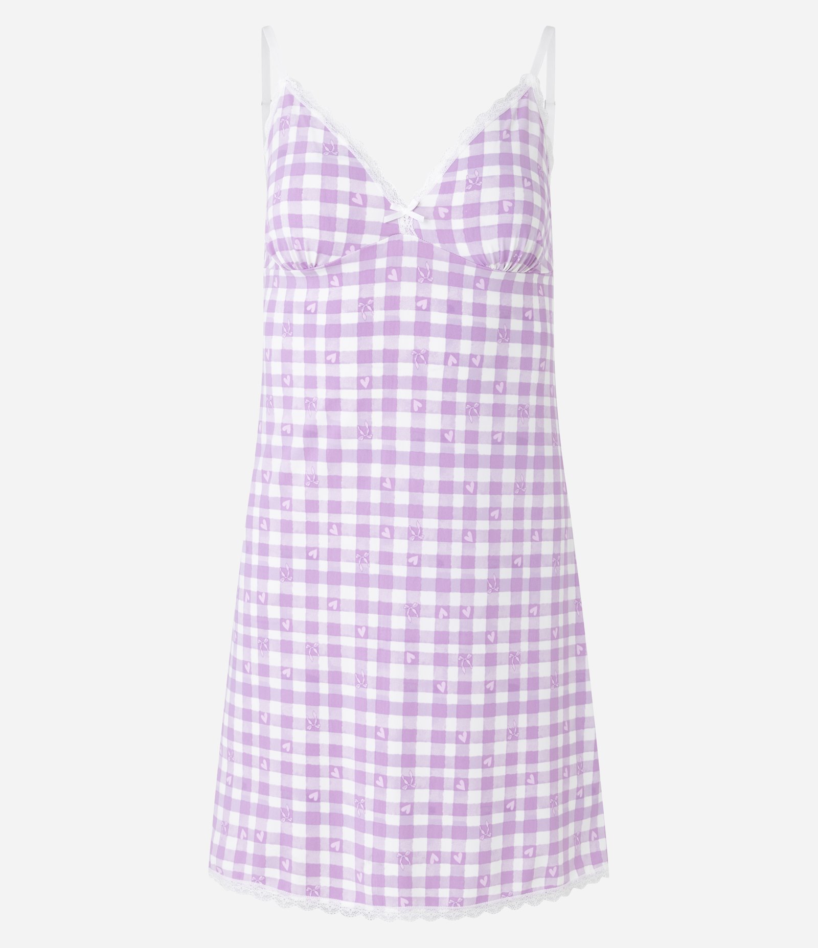 Camisola Curta em Microfibra com Alcinha e Estampa Xadrez Vichy Rosa 4