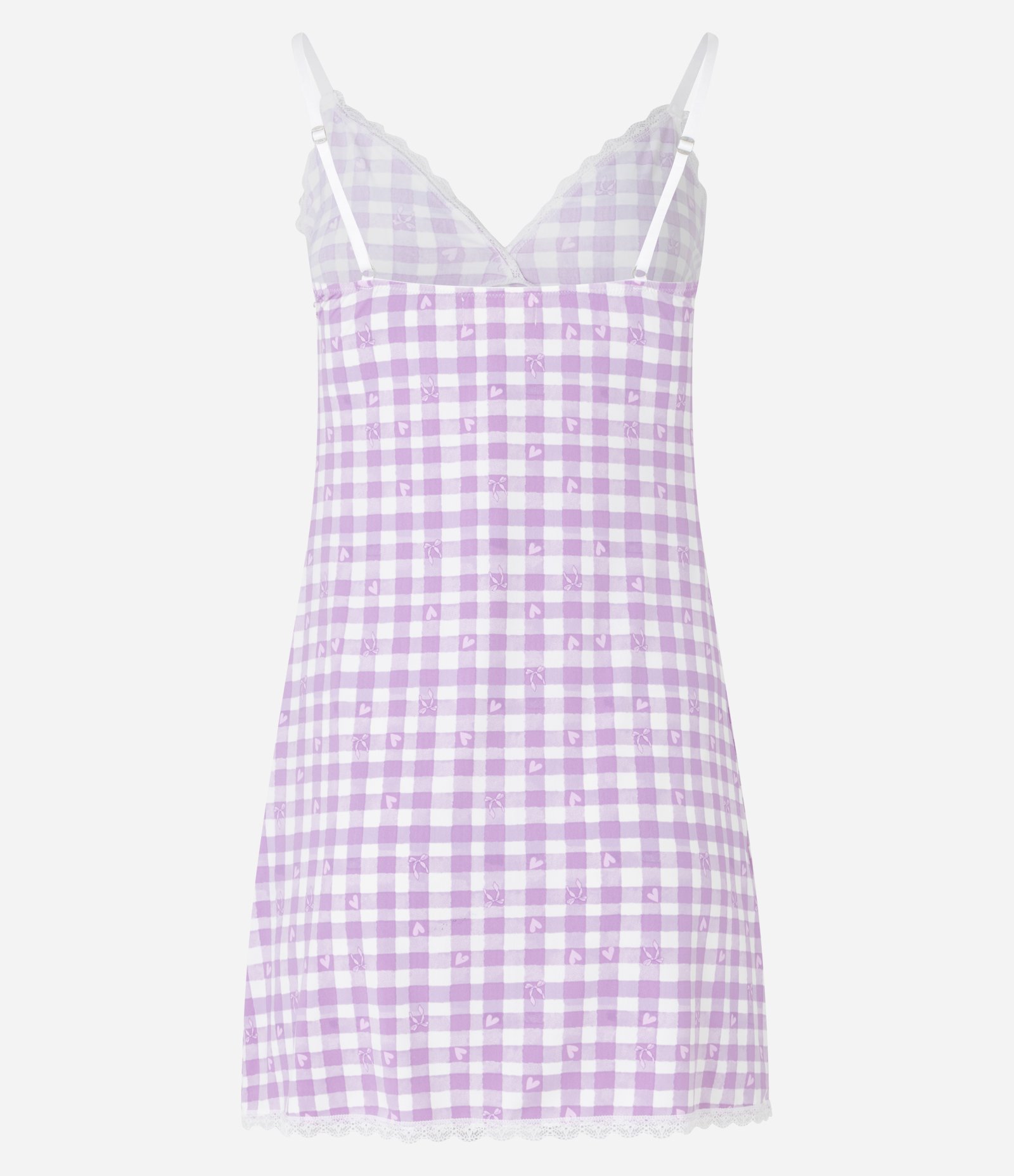 Camisola Curta em Microfibra com Alcinha e Estampa Xadrez Vichy Rosa 5