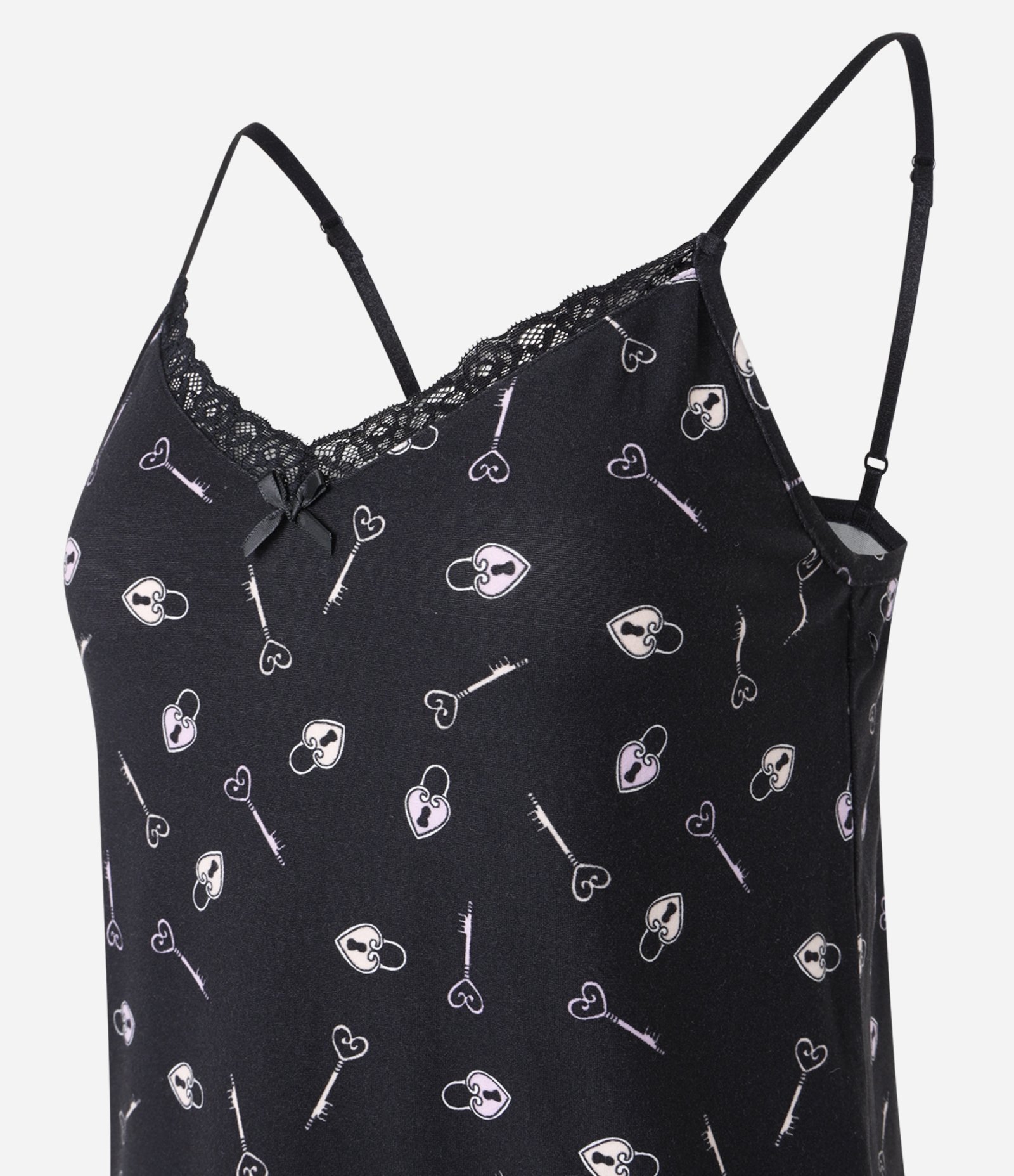 Pijama Short Doll Alcinha em Peach Touch e Estampa de Chaves Preto 6