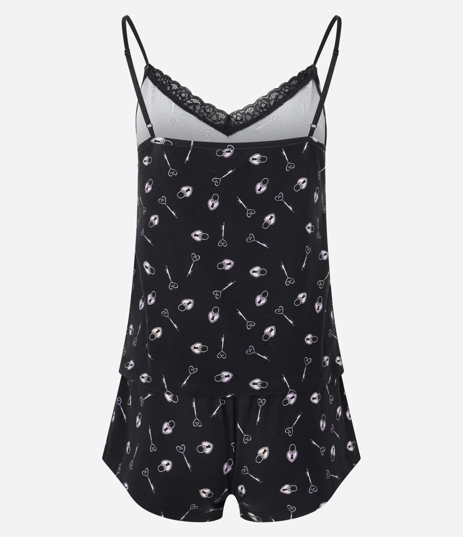 Pijama Short Doll Alcinha em Peach Touch e Estampa de Chaves Preto 7