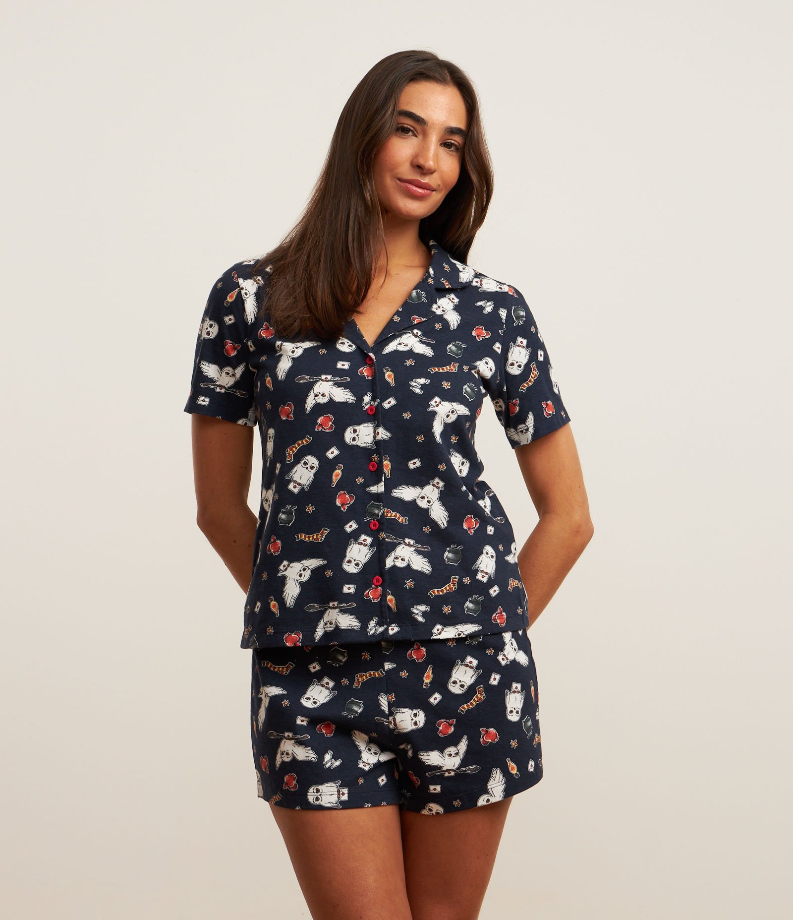 Pijama Americano Curto em Algodão com Estampa Harry Potter Azul 1