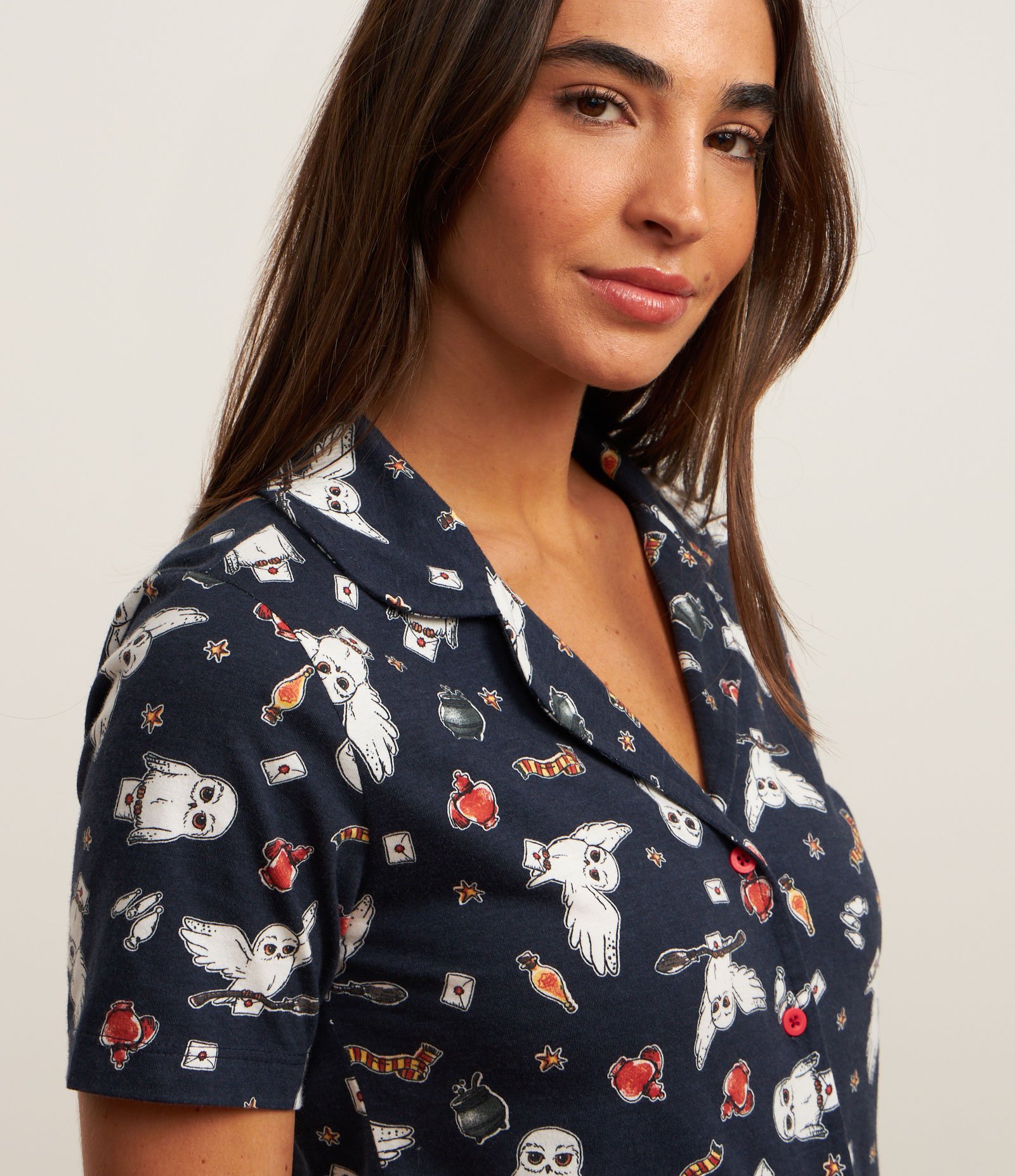 Pijama Americano Curto em Algodão com Estampa Harry Potter Azul 2