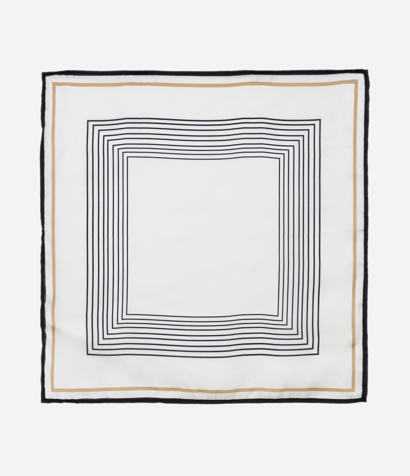 Lenço Quadrado em Cetim com Estampa de Listras Off White 1
