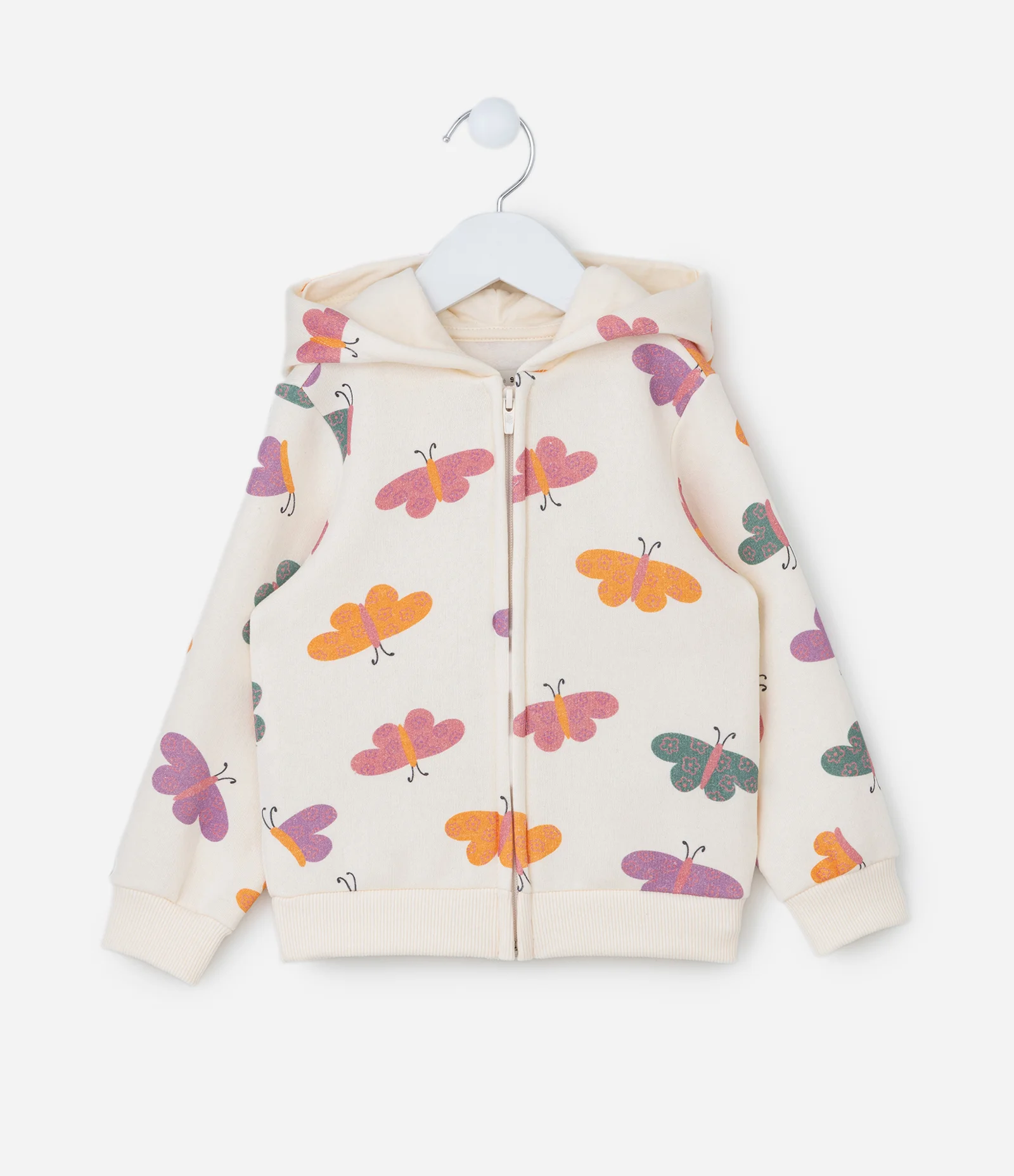 Jaqueta Infantil com Estampa de Borboletinhas - Tam 1 a 6 Anos Bege 1