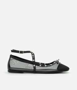Sapatilha com Tela e Lacinhos com Strass