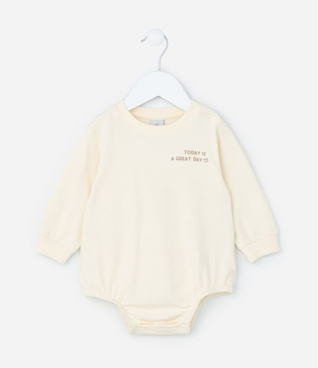 Body Infantil em Moletinho Quentinho e Estampa em Lettering - Tam 0 a 18 meses