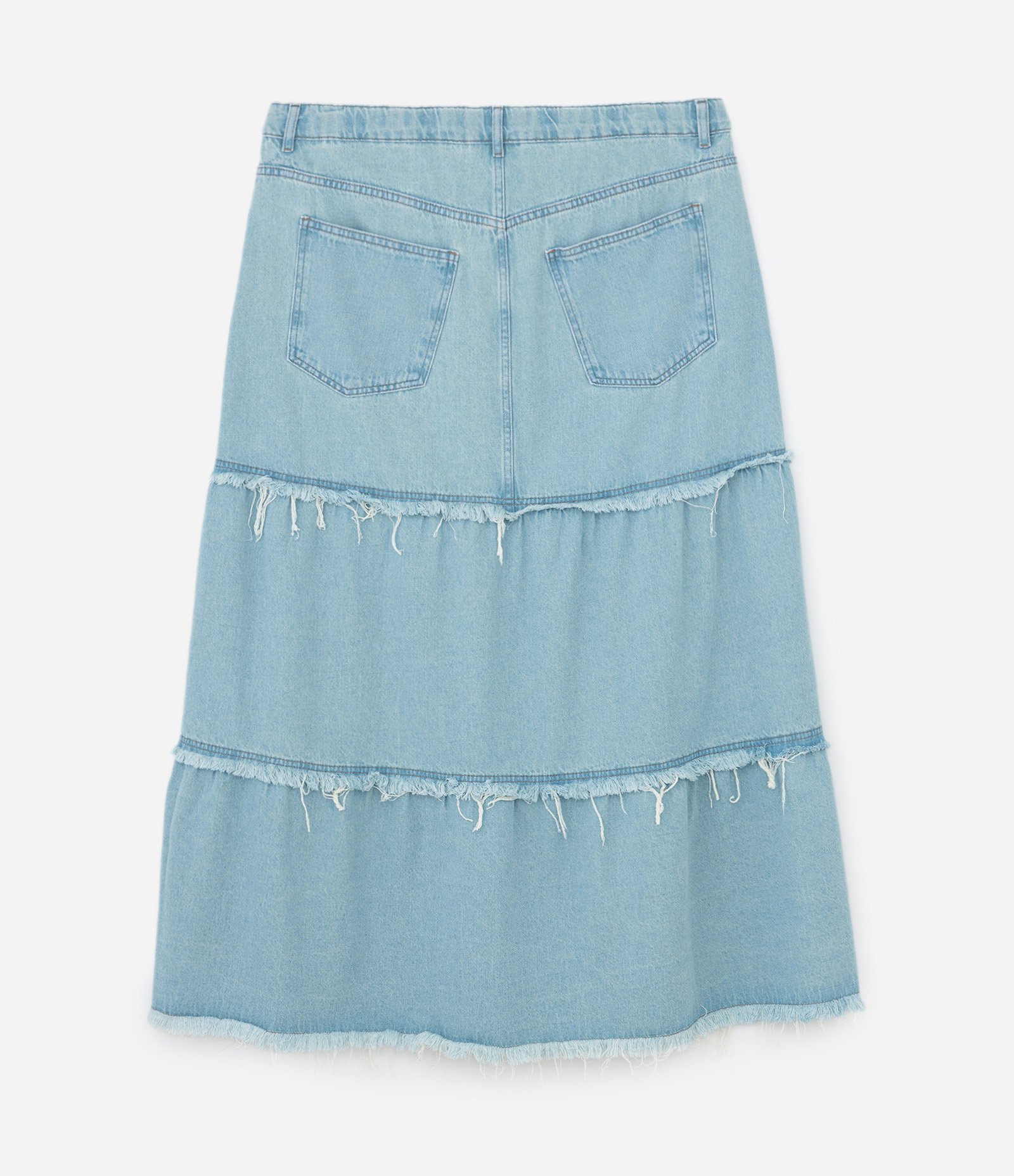 Saia Longa em Jeans com Babados Curve & Plus Size Azul 7