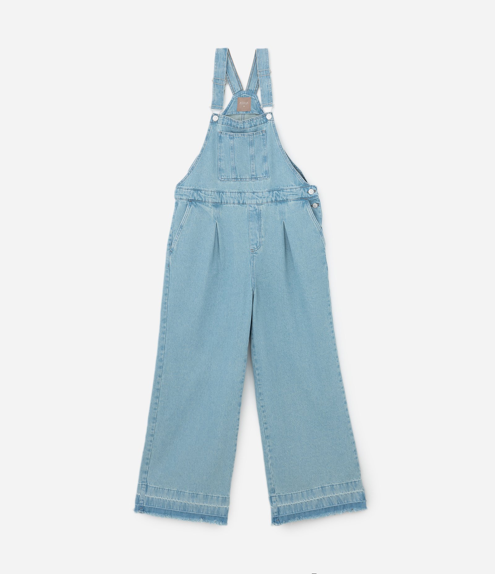 Jardineira em Jeans Delavê com Pregas Curve & Plus Size Azul 4