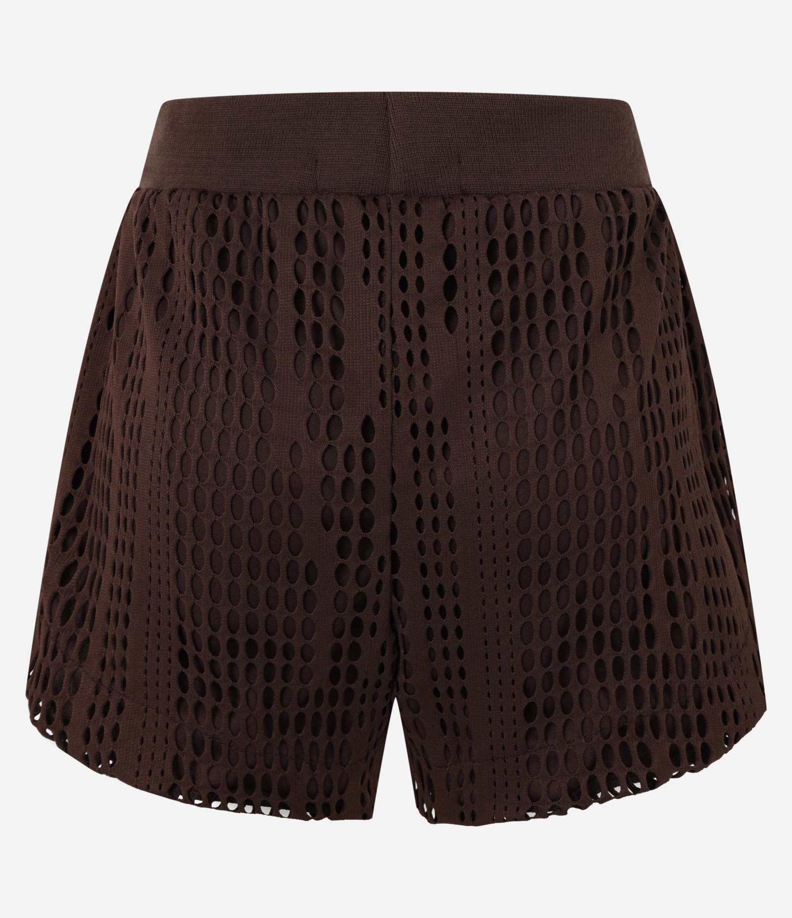 Short Regular com Textura Furadinha e Cós de Tricô Marrom 7