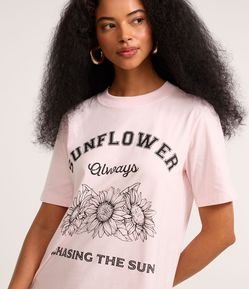 Camiseta Alongada em Algodão com Estampa Sunflower Always