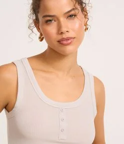 Blusa Regata em Ribana com Botões