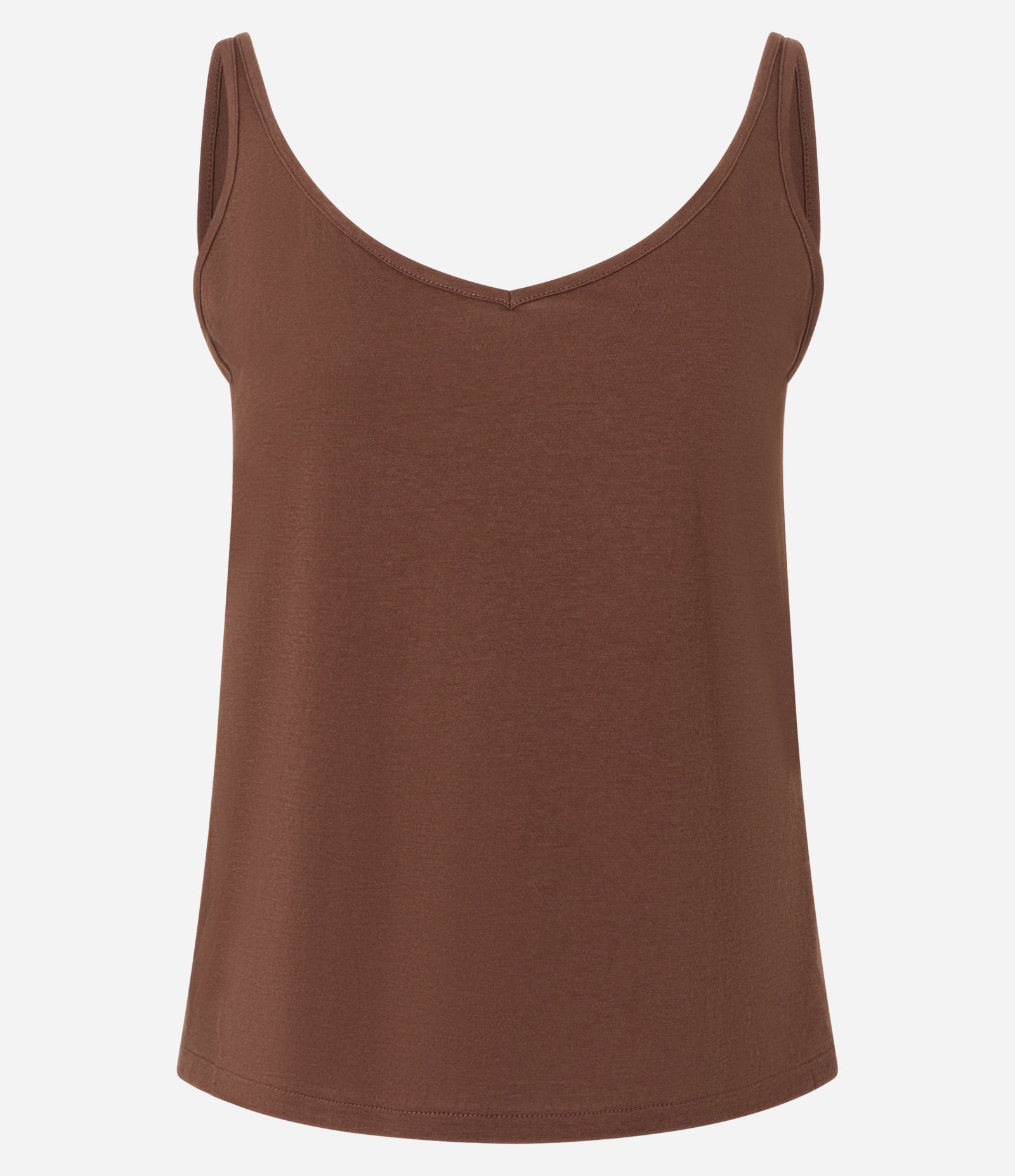 Blusa de Alça em Algodão Peruano com Decote V Marrom 1