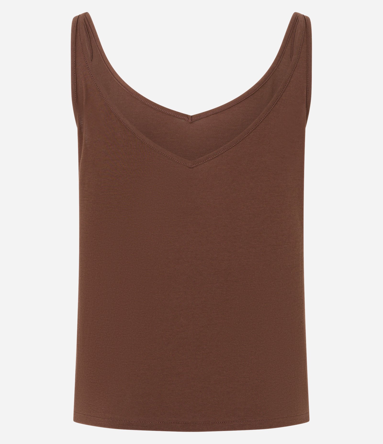 Blusa de Alça em Algodão Peruano com Decote V Marrom 2