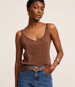 Blusa de Alça em Algodão Peruano com Decote V